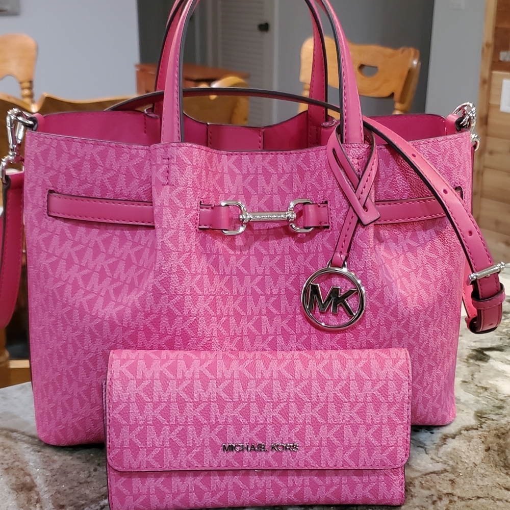Michael Kors Pink Logo Satchel and Wallet